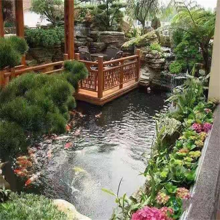 京口庭院设计鱼池假山建造图